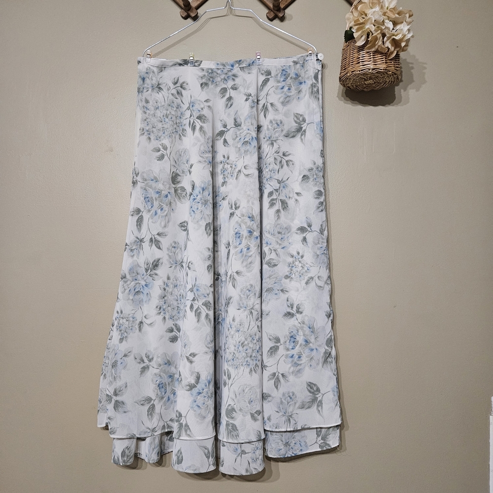 Express Marque Déposée Floral Polyester Maxi Skirt • Size Large Vintage 90s